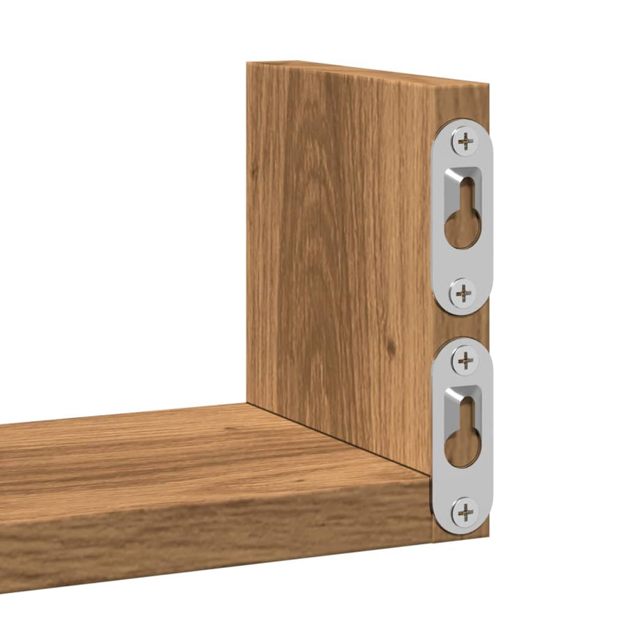Wandschappen 3 st bewerkt hout artisanaal eiken