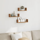 Wandschappen 3 st bewerkt hout artisanaal eiken 30-40 cm