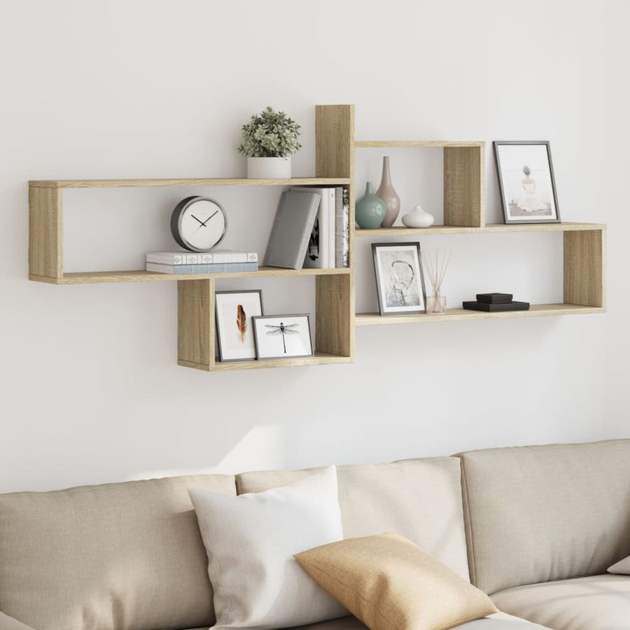 Wandschap 167,5x18x68 cm bewerkt hout sonoma eikenkleurig