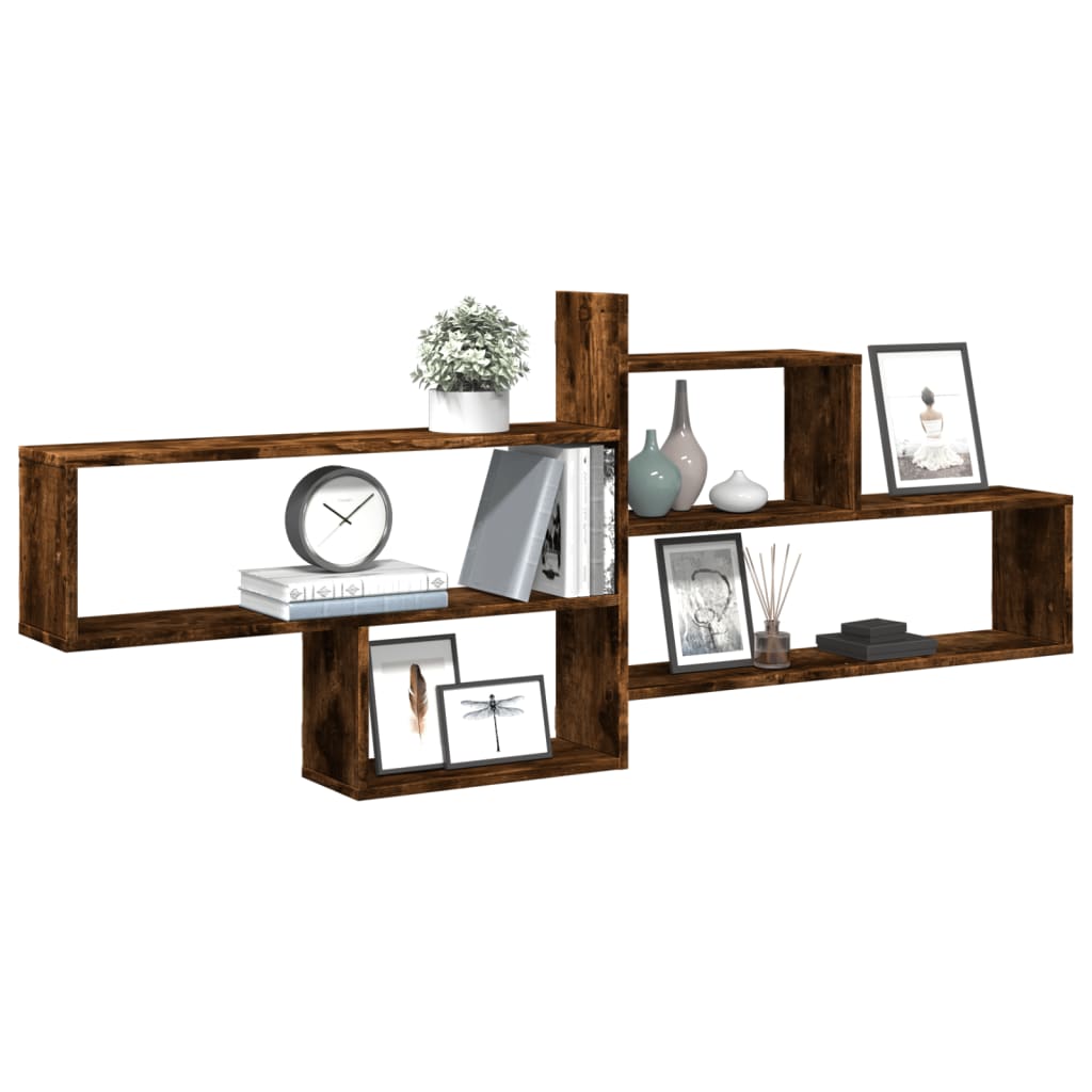 Wandschap 167,5x18x68 cm bewerkt hout gerookt eikenkleurig