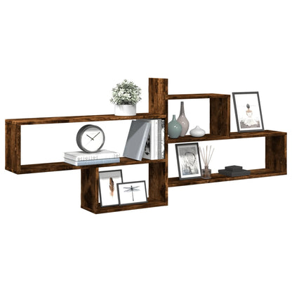 Wandschap 167,5x18x68 cm bewerkt hout gerookt eikenkleurig