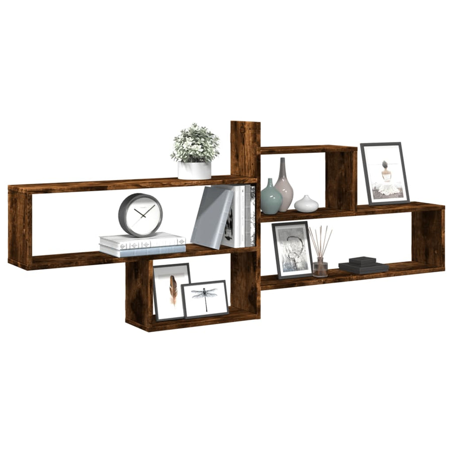 Wandschap 167,5x18x68 cm bewerkt hout gerookt eikenkleurig