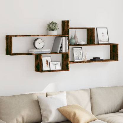 Wandschap 167,5x18x68 cm bewerkt hout gerookt eikenkleurig