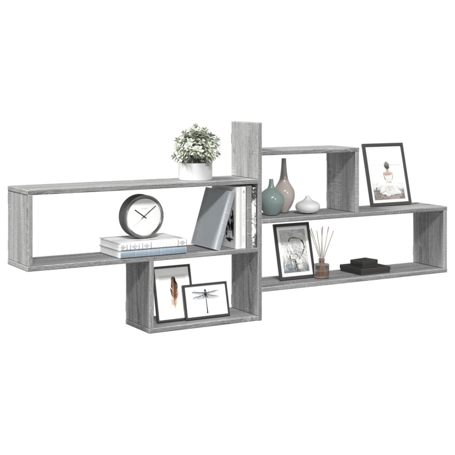 Wandschap 167,5x18x68 cm bewerkt hout grijs sonoma eikenkleurig