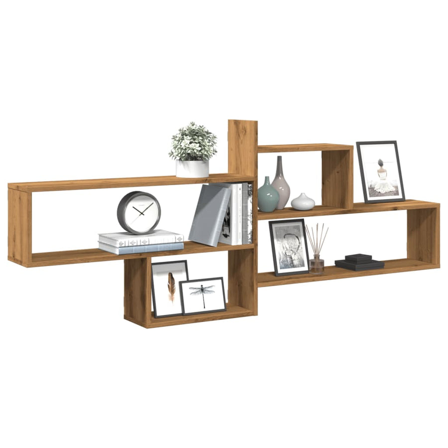 Wandschap 167,5x18x68 cm bewerkt hout artisanaal eikenkleurig
