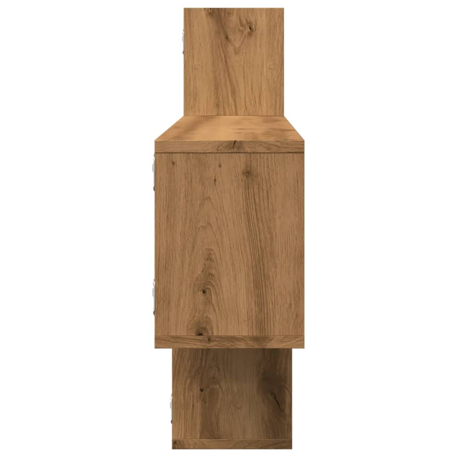 Wandschap 167,5x18x68 cm bewerkt hout artisanaal eikenkleurig