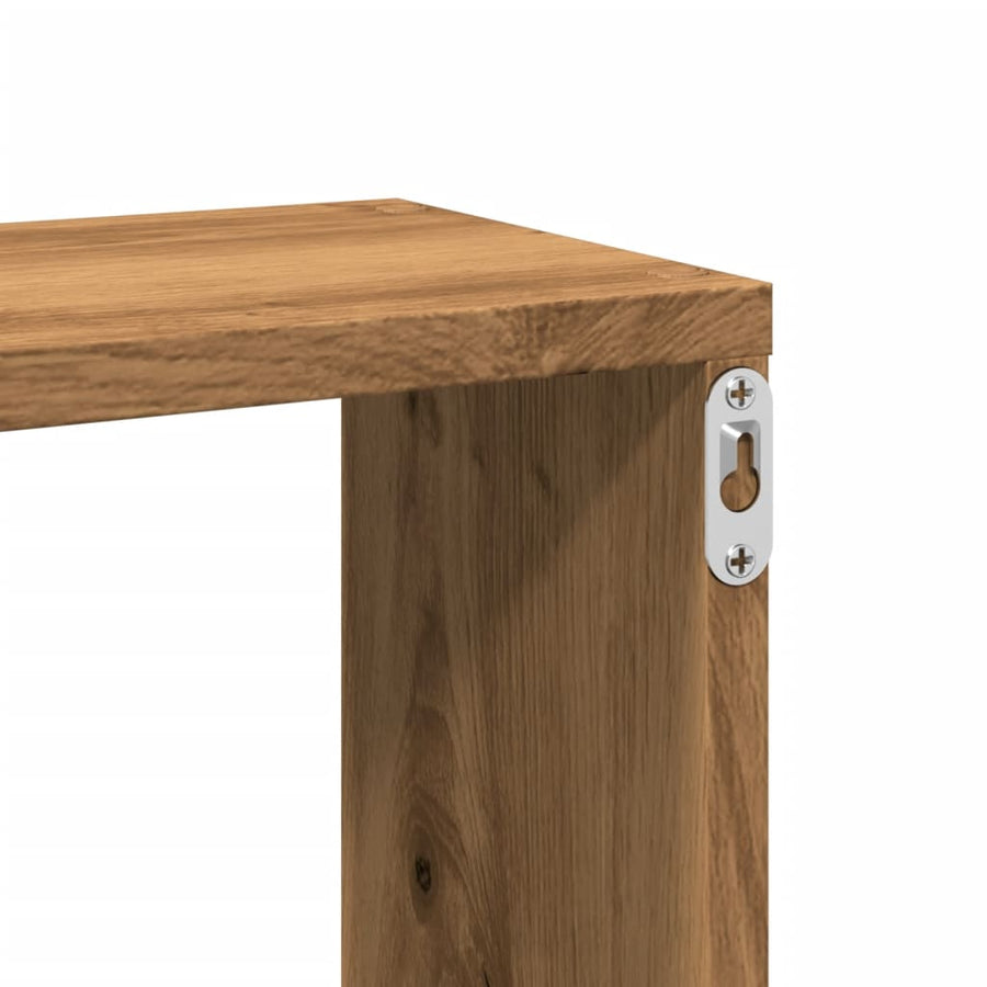 Wandschap 167,5x18x68 cm bewerkt hout artisanaal eikenkleurig