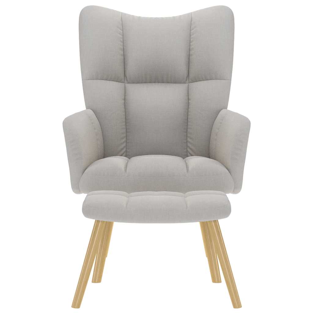 Relaxstoel met voetenbank stof wolk grijs