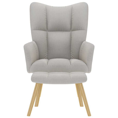 Relaxstoel met voetenbank stof wolk grijs