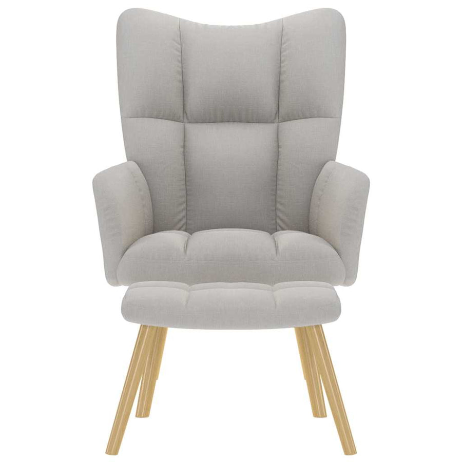 Relaxstoel met voetenbank stof wolk grijs