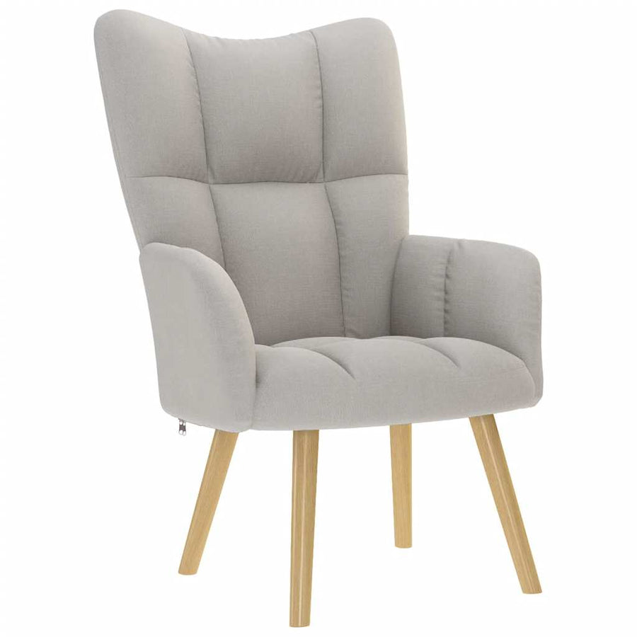 Relaxstoel met voetenbank stof wolk grijs