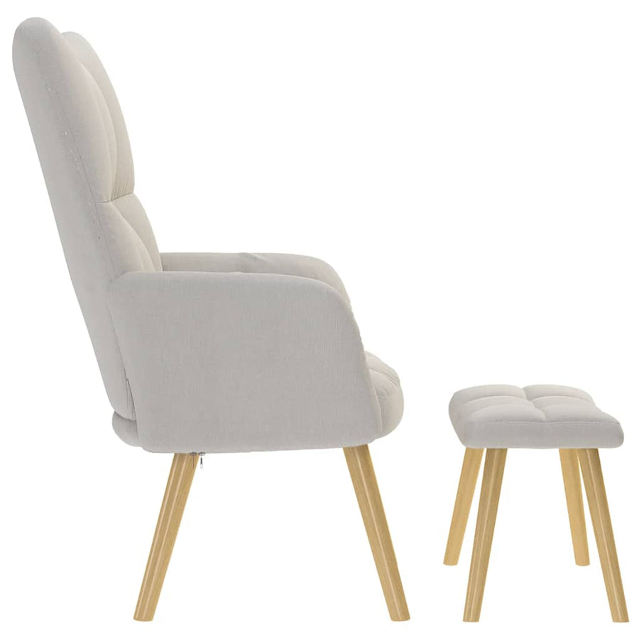 Relaxstoel met voetenbank stof wolk grijs