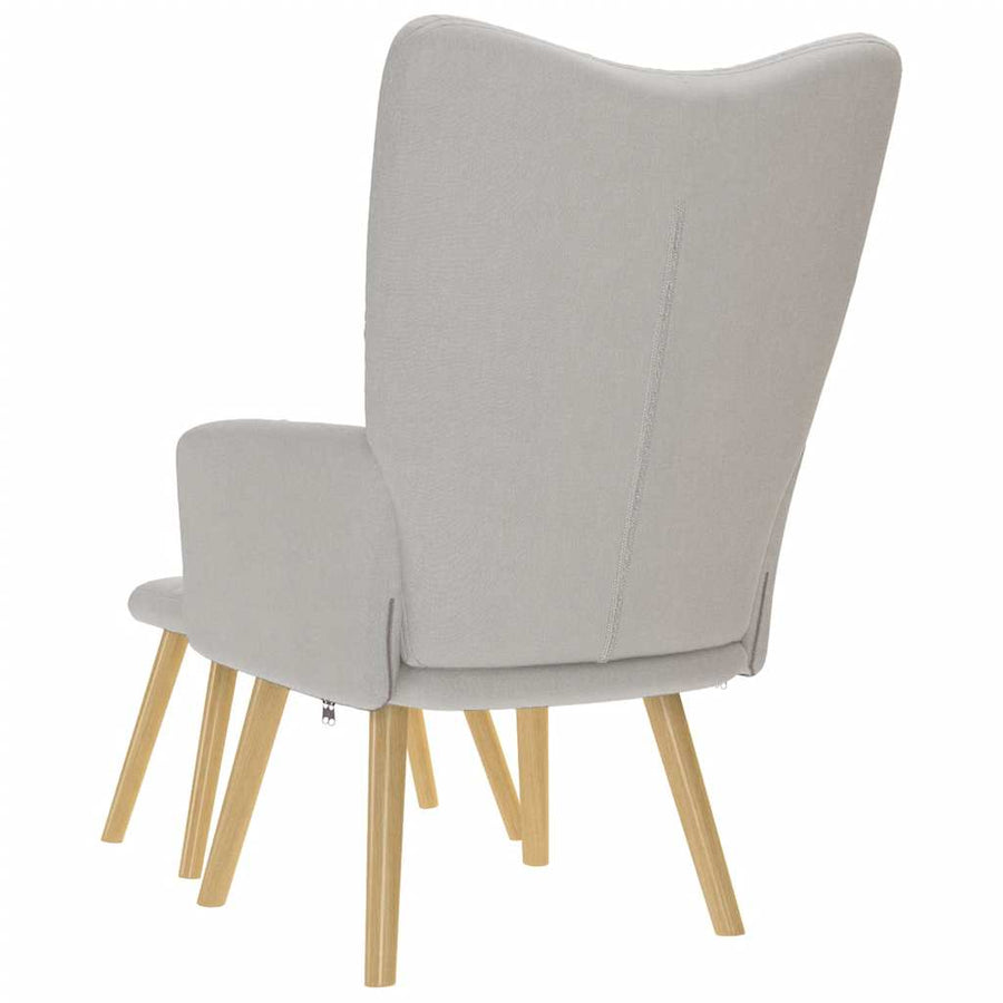 Relaxstoel met voetenbank stof wolk grijs