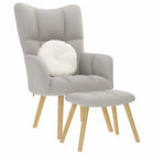 Relax chair with footstool cloud grey fabric
