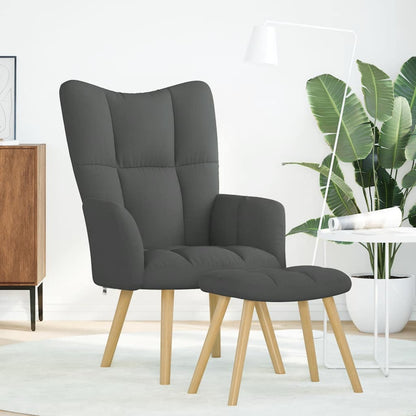 Relaxstoel met voetenbank stof donkergrijs