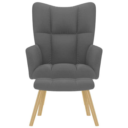 Relaxstoel met voetenbank stof donkergrijs