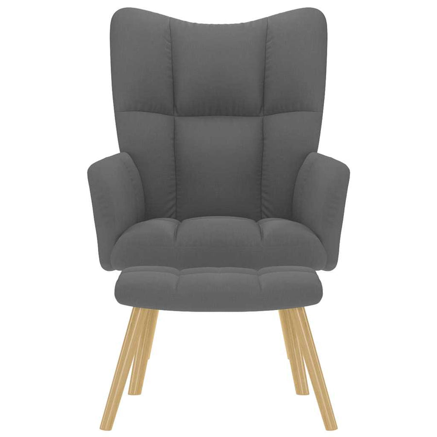 Relaxstoel met voetenbank stof donkergrijs