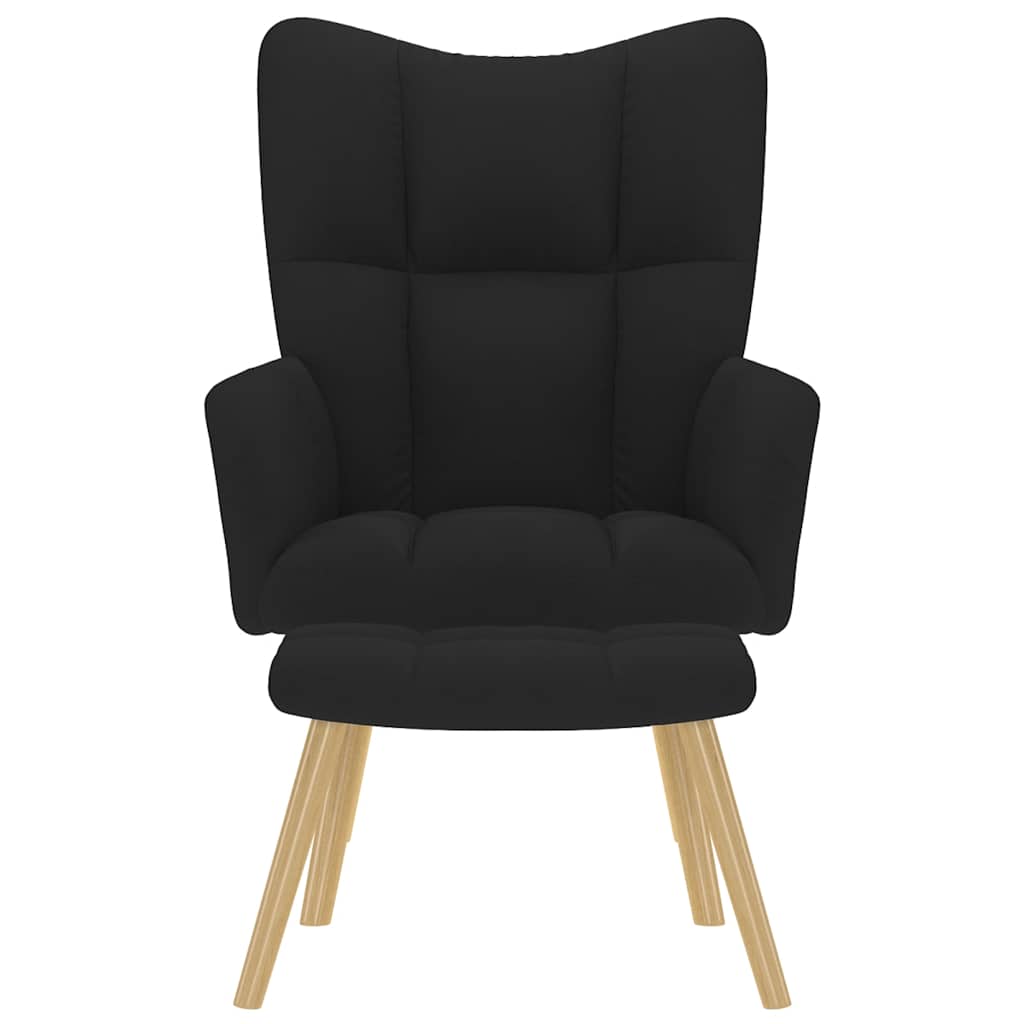 Relaxstoel met voetenbank stof zwart