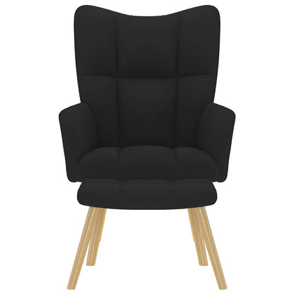 Relaxstoel met voetenbank stof zwart
