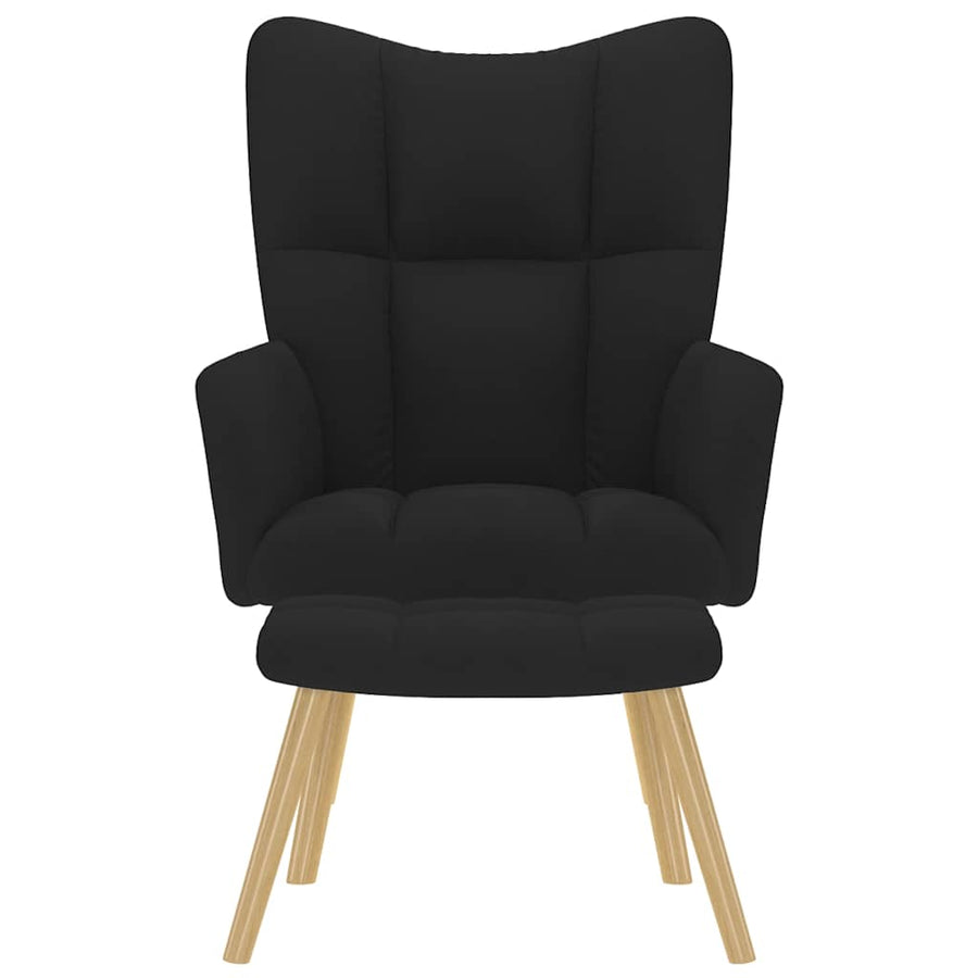 Relaxstoel met voetenbank stof zwart