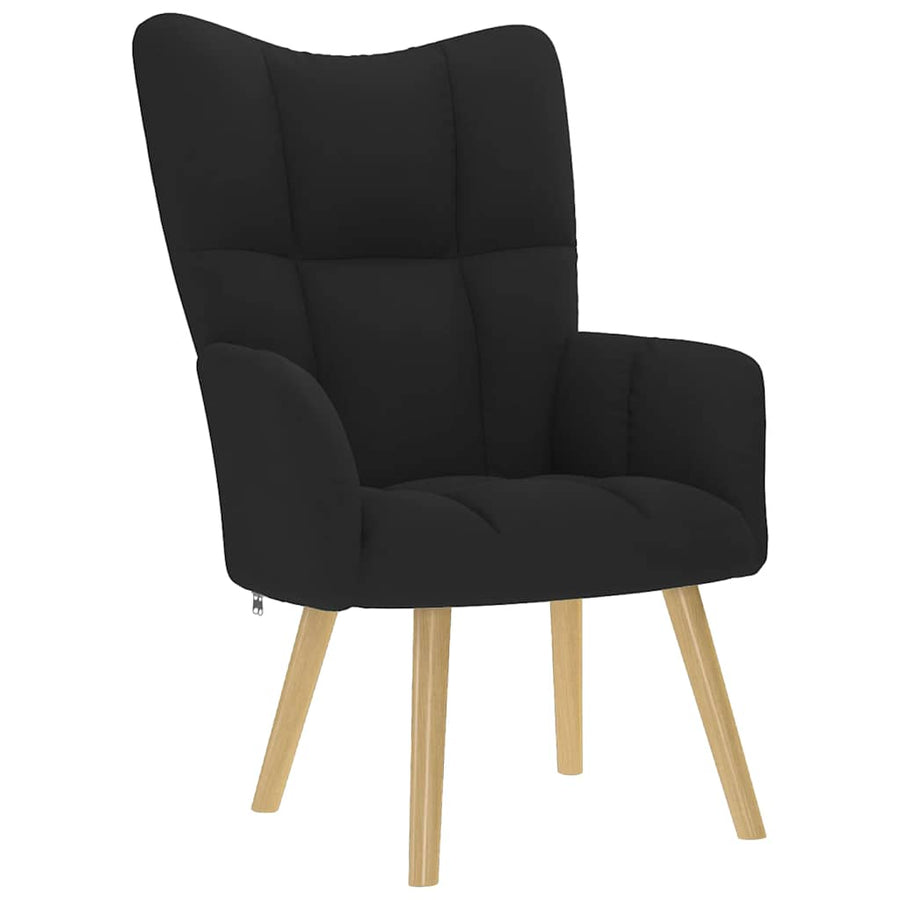 Relaxstoel met voetenbank stof zwart