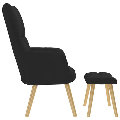 Relaxstoel met voetenbank stof zwart