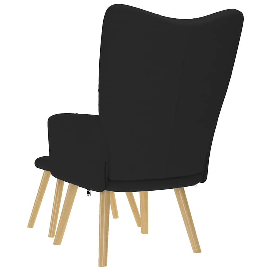 Relaxstoel met voetenbank stof zwart