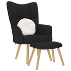 Relaxstoel met voetenbank stof zwart 61,5x69x95,5 cm