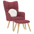 Relax armchair with footstool fabric wine red