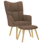 Relaxstoel met voetenbank bruin polyester
