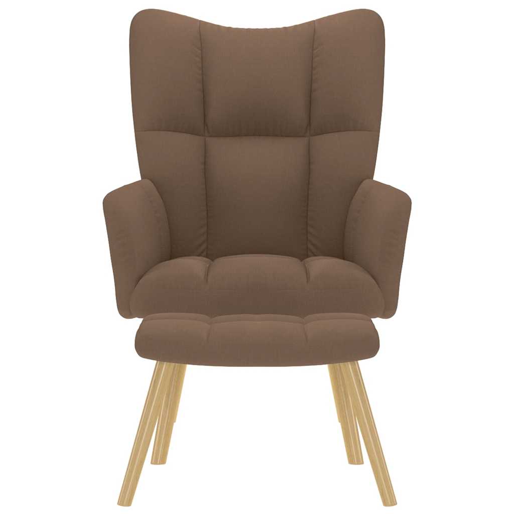 Relaxstoel met voetenbank stof bruin
