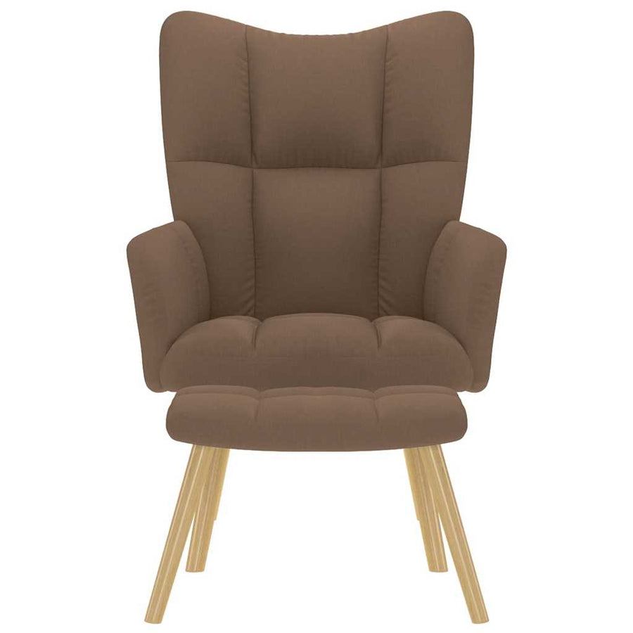 Relaxstoel met voetenbank stof bruin