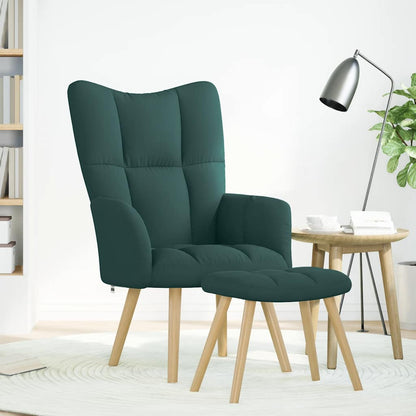 Relaxstoel met voetenbank stof donkergroen