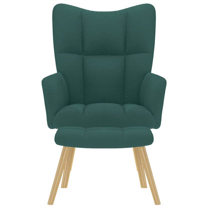 Relaxstoel met voetenbank stof donkergroen