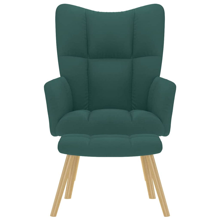 Relaxstoel met voetenbank stof donkergroen