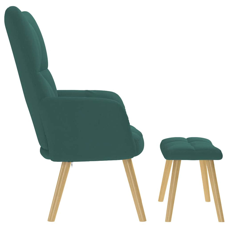 Relaxstoel met voetenbank stof donkergroen