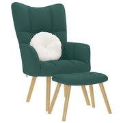 Relaxstoel met voetenbank stof donkergroen 61,5x69x95,5 cm