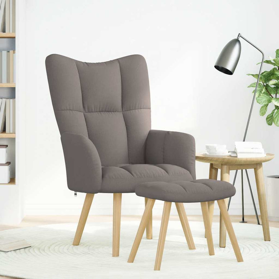 Relaxstoel met voetenbank stof taupe