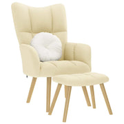 Relaxstoel met voetenbank stof crèmekleurig 61,5x69x95,5 cm