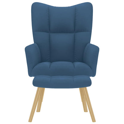 Relaxstoel met voetenbank stof blauw