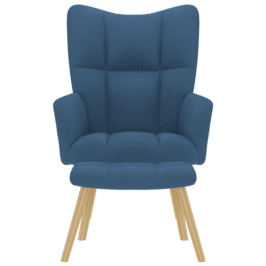 Relaxstoel met voetenbank stof blauw