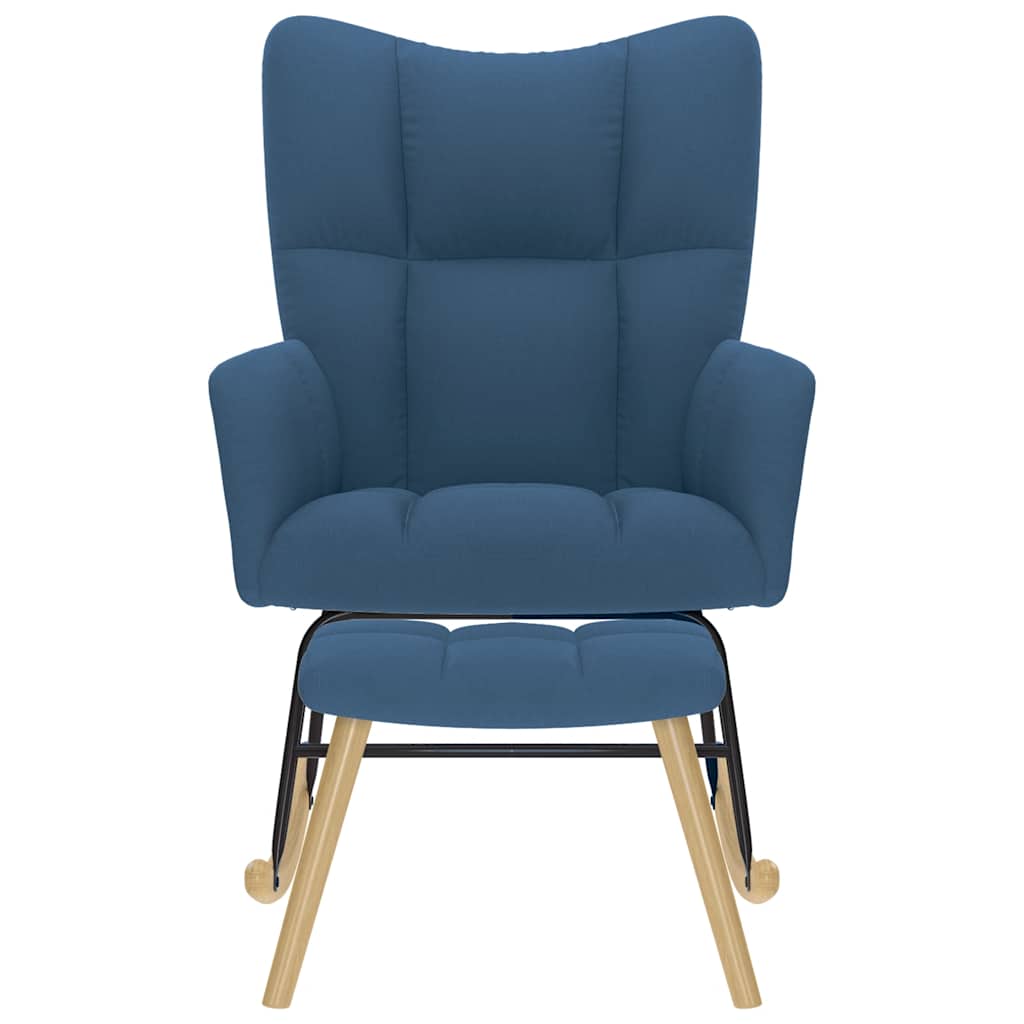 Schommelstoel met voetenbank stof blauw