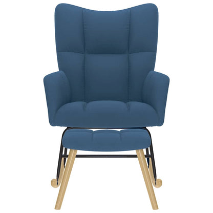 Schommelstoel met voetenbank stof blauw