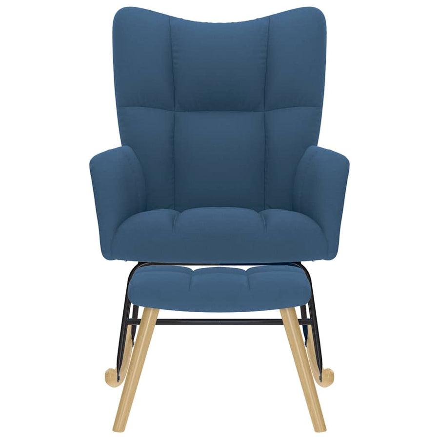 Schommelstoel met voetenbank stof blauw