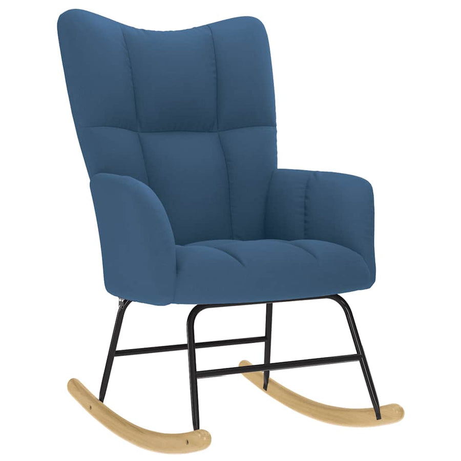Schommelstoel met voetenbank stof blauw