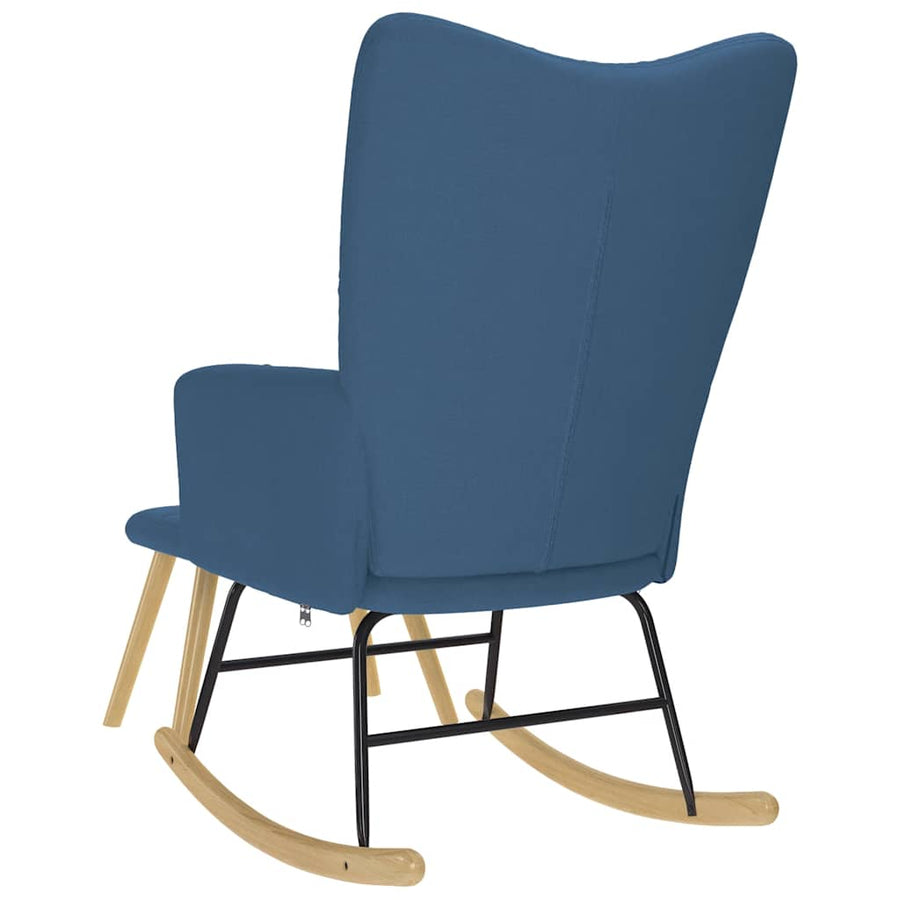 Schommelstoel met voetenbank stof blauw