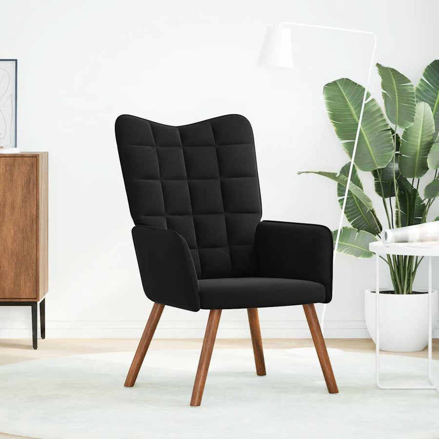 Relaxstoel fluweel zwart