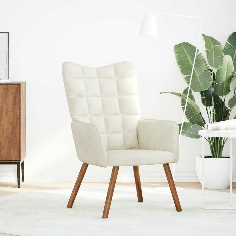 Relaxstoel fluweel crèmekleurig