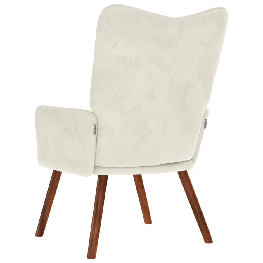 Relaxstoel fluweel crèmekleurig