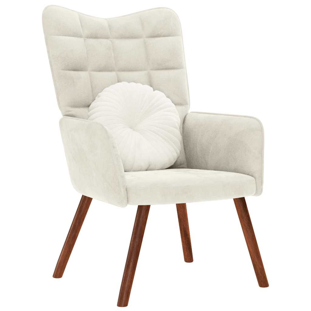 Relaxstoel fluweel crèmekleurig